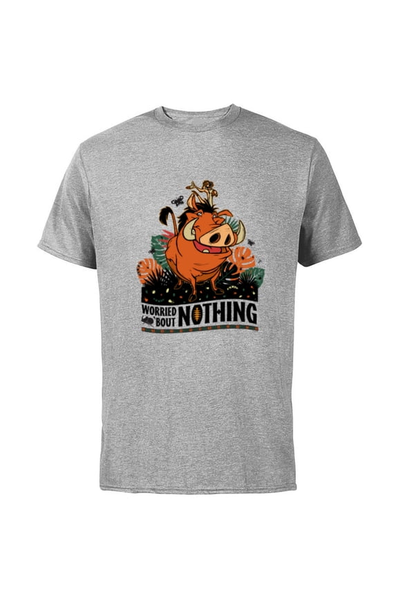 The Lion King 30th Timon Pumbaa Worried ‘Bout Nothing - Short Sleeve Cotton T-Shirt for Adults - Customized-Athletic Heather