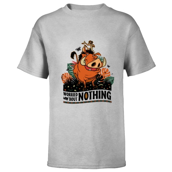 Disney The Lion King 30th Timon Pumbaa Worried ‘Bout Nothing - Short Sleeve T-Shirt for Kids - Customized-Athletic Heather