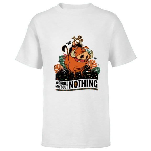 Disney The Lion King 30th Timon Pumbaa Worried ‘Bout Nothing - Short Sleeve T-Shirt for Kids - Customized-White