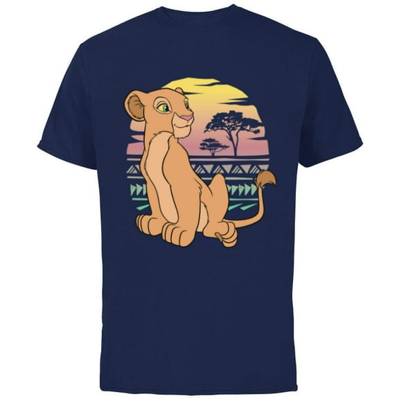 Disney The Lion King 90s Nala - Short Sleeve Cotton T-Shirt for Adults -Customized-Navy
