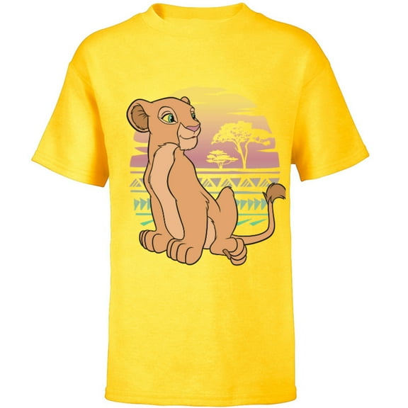 Disney The Lion King 90s Nala - Short Sleeve T-Shirt for Kids -Customized-Yellow