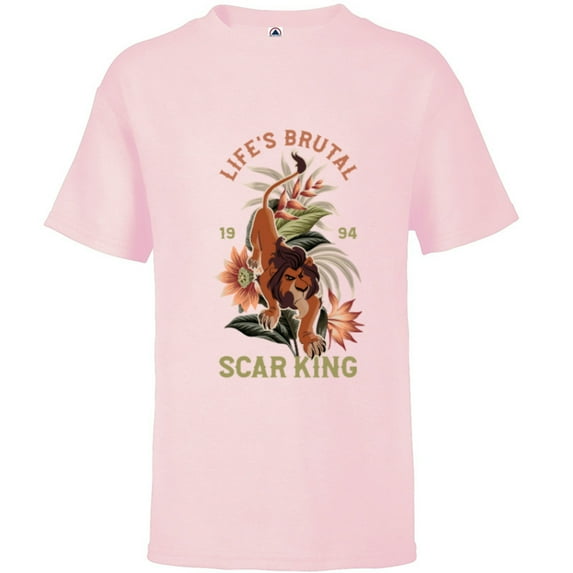 Disney The Lion King Anniversary ’94 Scar King Life’s Brutal - Short Sleeve T-Shirt for Kids - Customized-Soft Pink