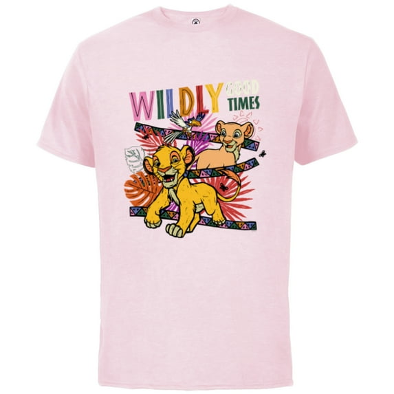 Disney The Lion King Anniversary Cubs Wildly Good Times - Short Sleeve Cotton T-Shirt for Adults - Customized-Soft Pink