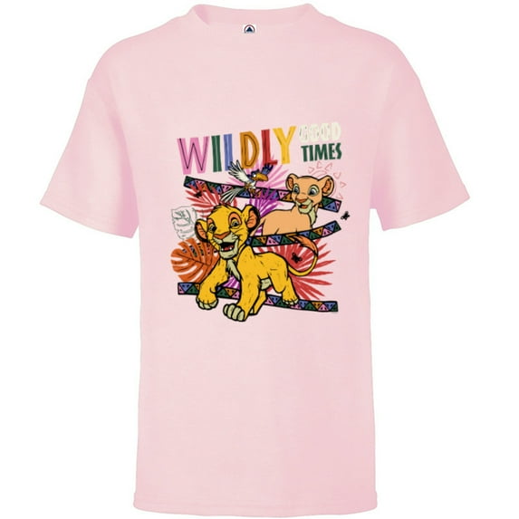 Disney The Lion King Anniversary Cubs Wildly Good Times - Short Sleeve T-Shirt for Kids - Customized-Soft Pink