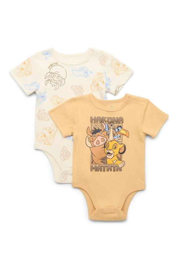 Disney The Lion King Baby Bodysuits, 2-Pack, Sizes 0/3 Months-24 Months