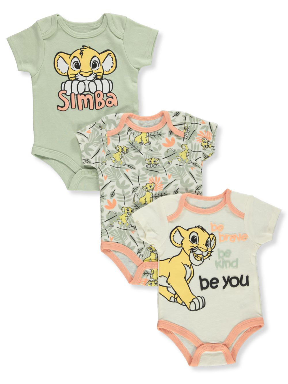 Disney The Lion King Baby Boys' 3Pack Simba Bodysuits ivory/multi, 3 6 months (Newborn