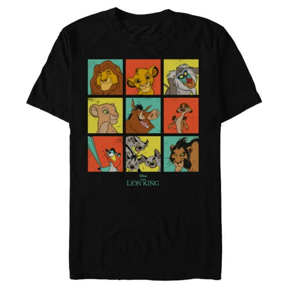 Disney The Lion King Characters 90s Grid - Short Sleeve Blended T-Shirt for Adults - Customized-Black