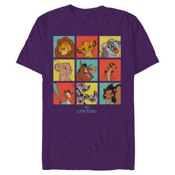 Disney The Lion King Characters 90s Grid - Short Sleeve Blended T-Shirt for Adults - Customized-Purple