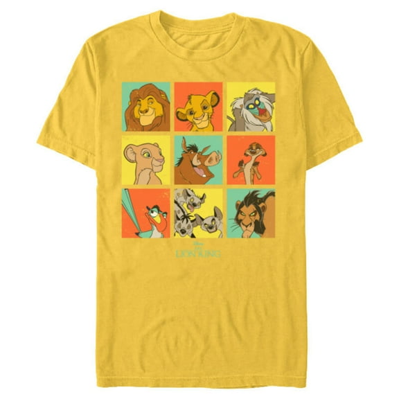 Disney The Lion King Characters 90s Grid - Short Sleeve Blended T-Shirt for Adults - Customized-Yellow