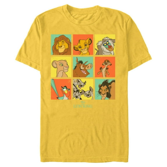 Disney The Lion King Characters 90s Grid - Short Sleeve Blended T-Shirt for Adults - Customized-Yellow