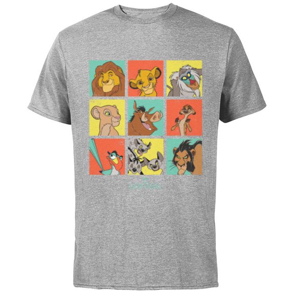 Disney The Lion King Characters 90s Grid - Short Sleeve Cotton T-Shirt for Adults - Customized-Athletic Heather