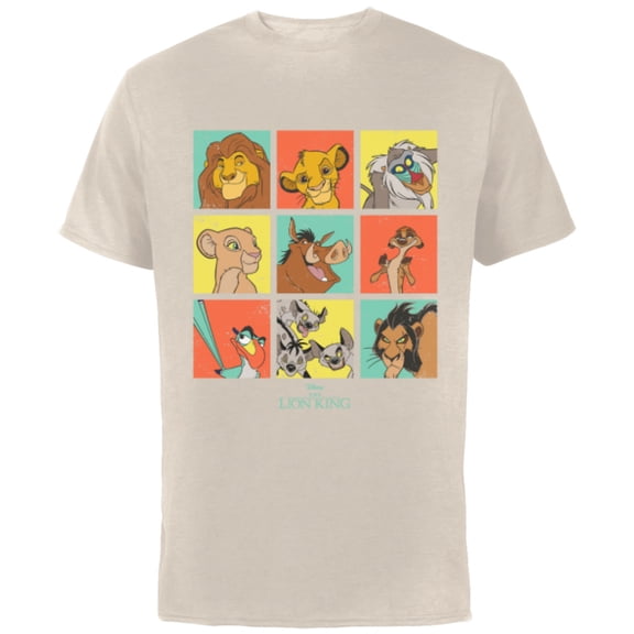 Disney The Lion King Characters 90s Grid - Short Sleeve Cotton T-Shirt for Adults - Customized-Natural