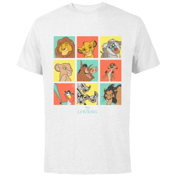 Disney The Lion King Characters 90s Grid - Short Sleeve Cotton T-Shirt for Adults - Customized-White