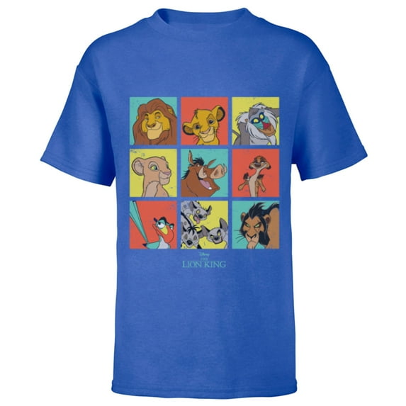 Disney The Lion King Characters 90s Grid - Short Sleeve T-Shirt for Kids - Customized-Royal