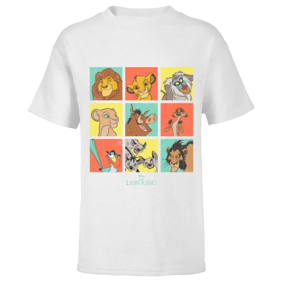 Disney The Lion King Characters 90s Grid - Short Sleeve T-Shirt for Kids - Customized-White