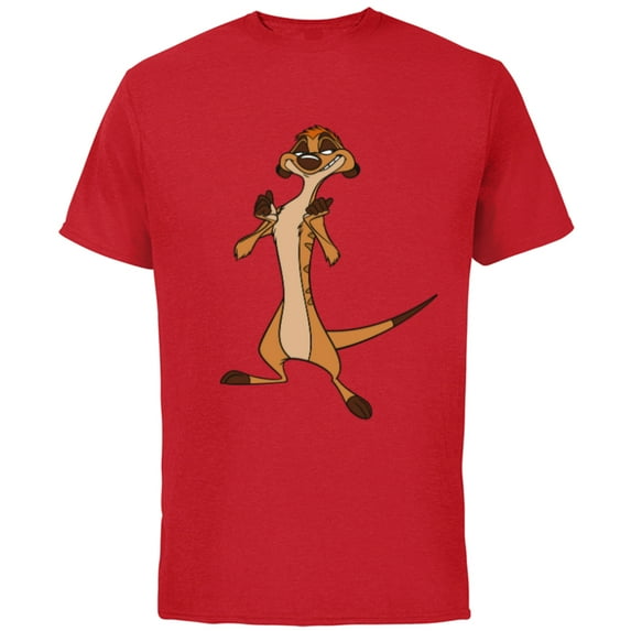 Disney The Lion King Confident Timon - Short Sleeve Cotton T-Shirt for Adults -Customized-Red
