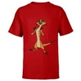 thumbnail image 1 of Disney The Lion King Confident Timon - Short Sleeve T-Shirt for Kids -Customized-Red, 1 of 5