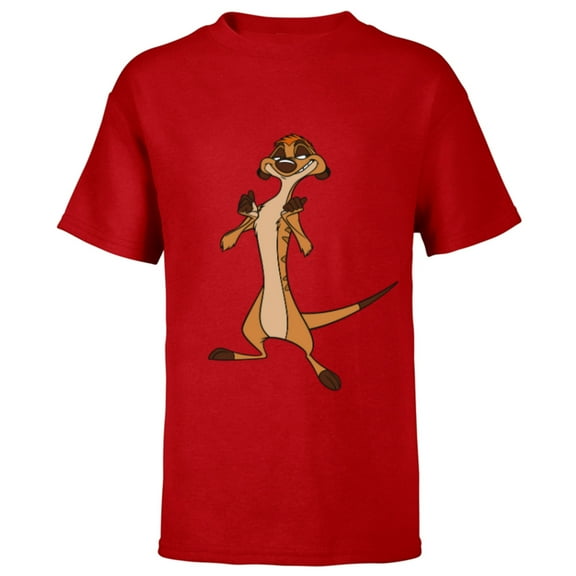 Disney The Lion King Confident Timon - Short Sleeve T-Shirt for Kids -Customized-Red