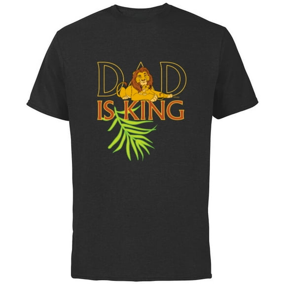 Disney The Lion King Dad is King Mufasa & Simba Father’s Day - Short Sleeve Cotton T-Shirt for Adults - Customized-Black