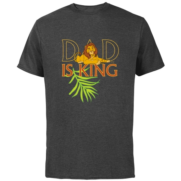 Disney The Lion King Dad is King Mufasa & Simba Father’s Day - Short Sleeve Cotton T-Shirt for Adults - Customized-Charcoal
