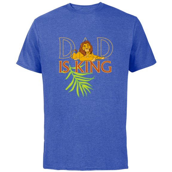 Disney The Lion King Dad is King Mufasa & Simba Father’s Day - Short Sleeve Cotton T-Shirt for Adults - Customized-Royal Heather