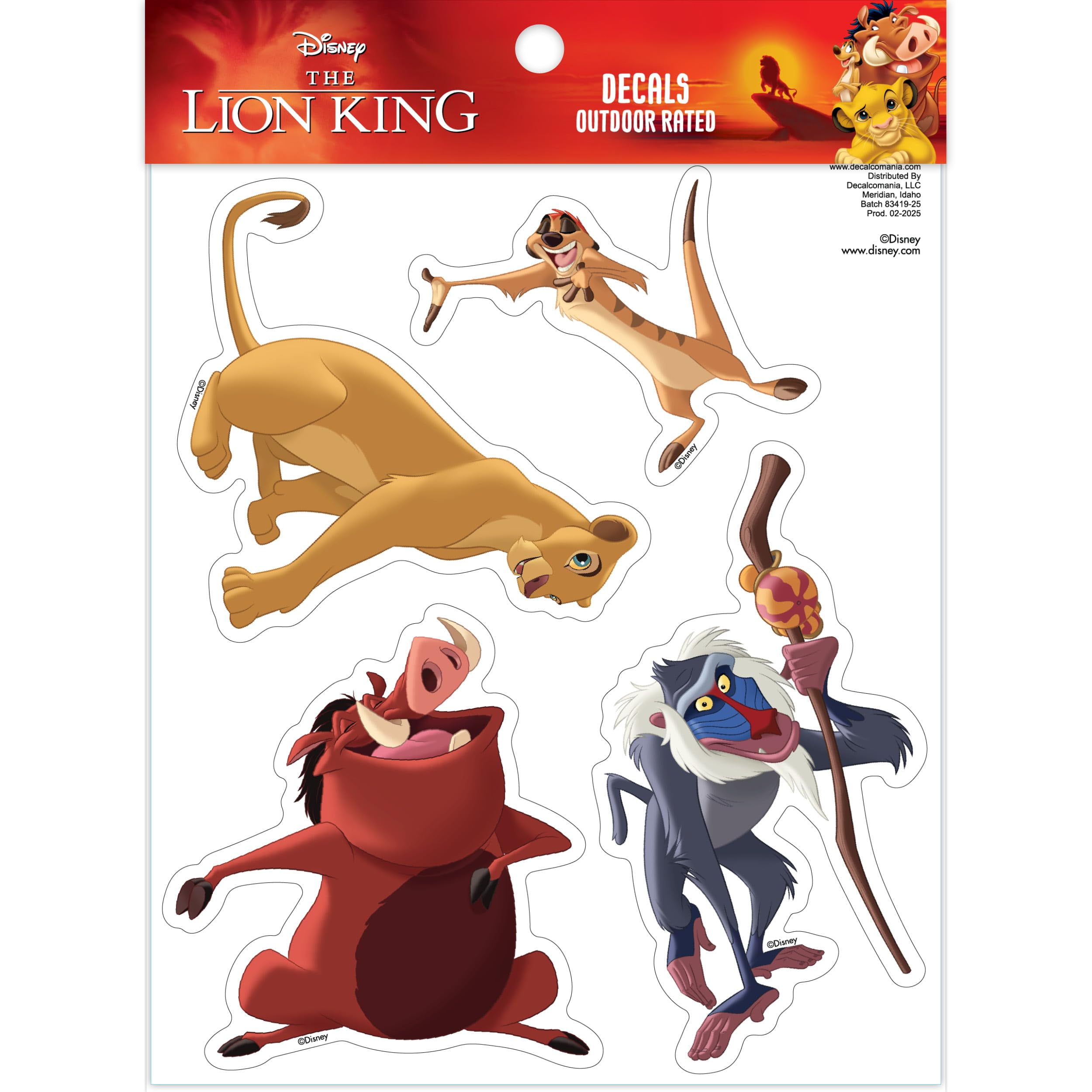 Disney The Lion King Decals - Set of 4 Vinyl Stickers Pumbaa Rafiki ...