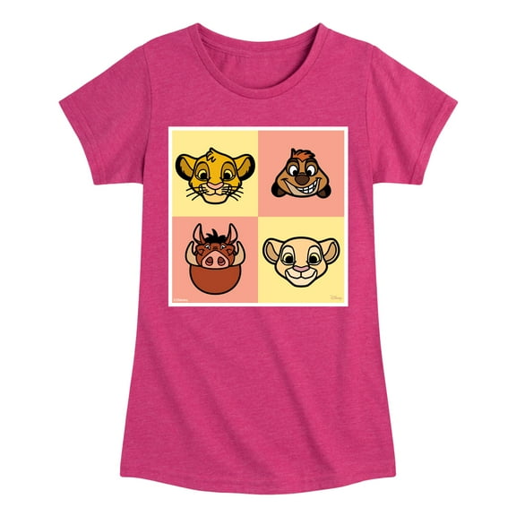 Disney - The Lion King - Faces Lion King Grid - Toddler & Youth Girls Raglan Graphic T-Shirt