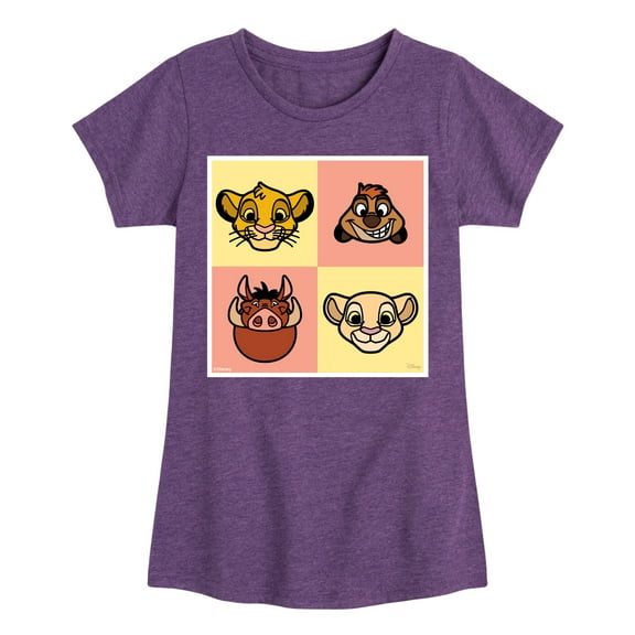 Disney - The Lion King - Faces Lion King Grid - Toddler & Youth Girls Raglan Graphic T-Shirt