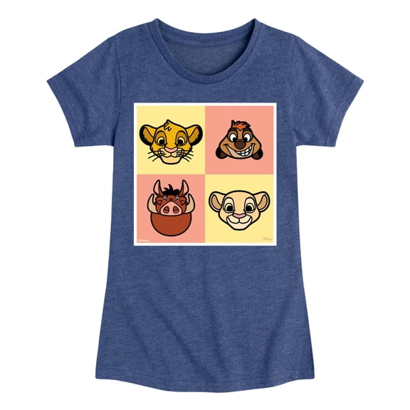 Disney - The Lion King - Faces Lion King Grid - Toddler & Youth Girls Raglan Graphic T-Shirt