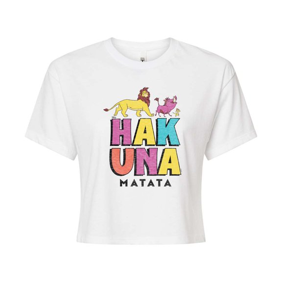 Disney - The Lion King - Hakuna Matata Stacked - Juniors Cropped Cotton Blend T-Shirt