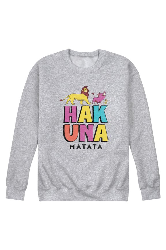 - The Lion King - Hakuna Matata Stacked - Men's Crew Neck Fleece Pullover