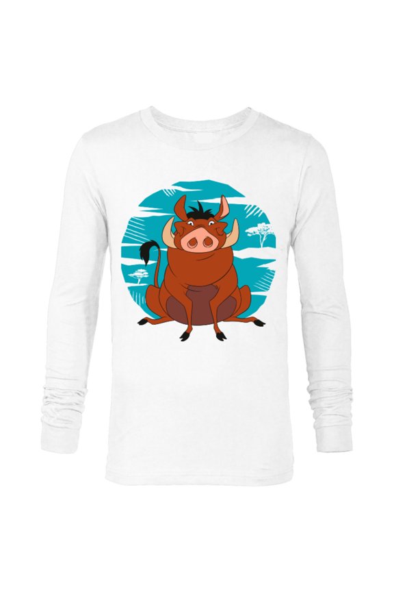The Lion King Happy Pumbaa - Long Sleeve T-Shirt for Men -Customized-White