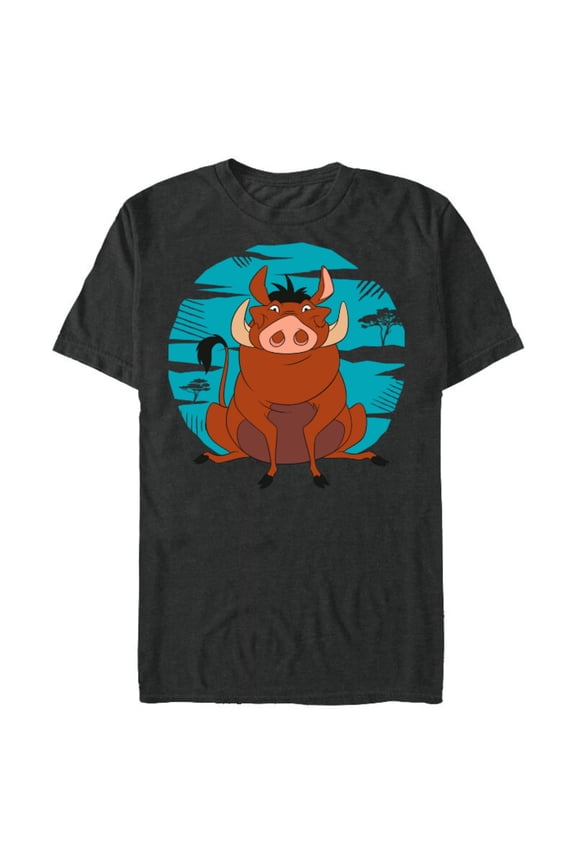 The Lion King Happy Pumbaa - Short Sleeve Blended T-Shirt for Adults -Customized-Dark Heather