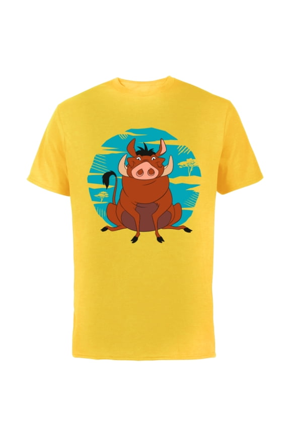 The Lion King Happy Pumbaa - Short Sleeve Cotton T-Shirt for Adults -Customized-Yellow