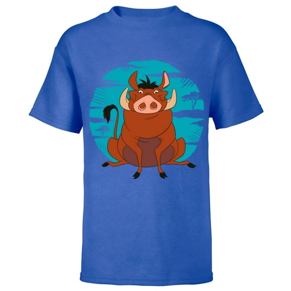 Disney The Lion King Happy Pumbaa - Short Sleeve T-Shirt for Kids - Customized-Royal
