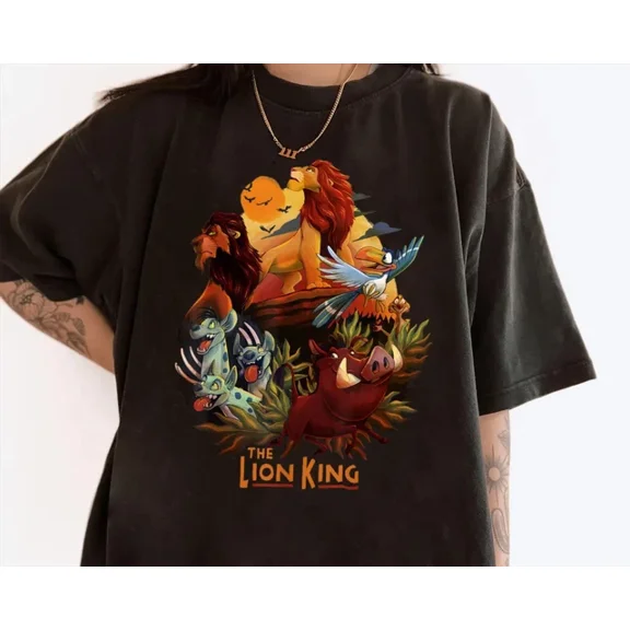 Disney The Lion King Mufasa Cute Simba Timon Pumbaa 2025 T-Shirt 2025 ,Black Color,Size M