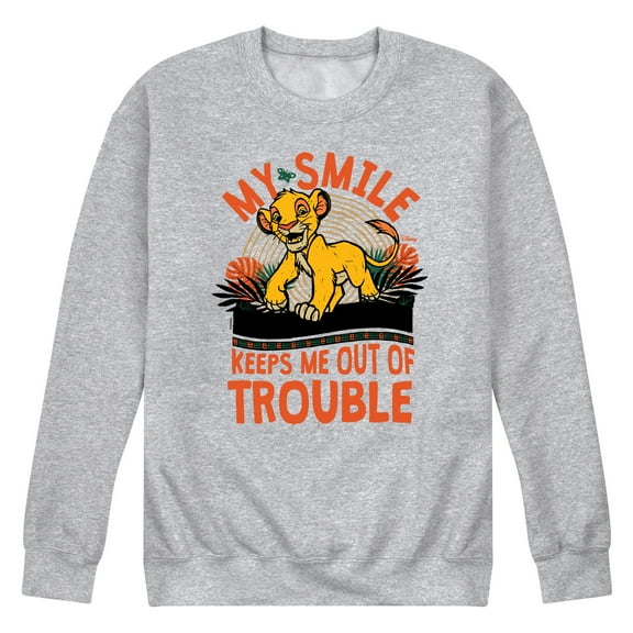 Disney - The Lion King - My Smile Keeps Me Out Of Trouble - Men's Crew Neck Fleece Pullover