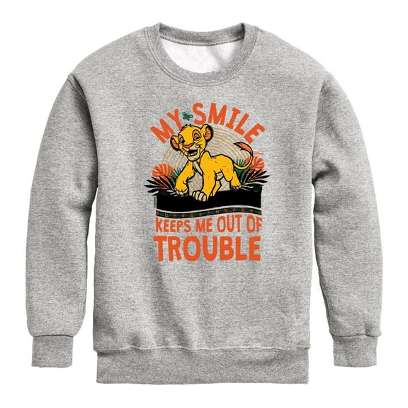 Disney - The Lion King - My Smile Keeps Me Out Of Trouble - Toddler & Youth Crewneck Fleece Sweatshirt