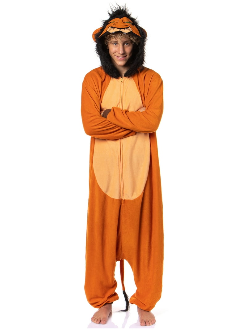 Mjc Disney The Lion King Scar Cozy Micro Fleece Villain Scar Costume Cosplay Men's One Piece Pajama Hooded Union Suit, image size:800x1067