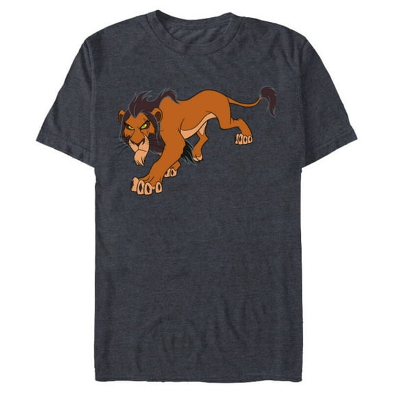Disney The Lion King Scar Prowling - Short Sleeve Blended T-Shirt for Adults -Customized-Navy Heather