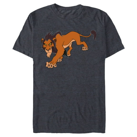 Disney The Lion King Scar Prowling - Short Sleeve Blended T-Shirt for Adults -Customized-Navy Heather