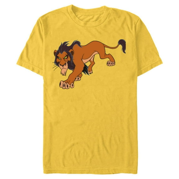 Disney The Lion King Scar Prowling - Short Sleeve Blended T-Shirt for Adults -Customized-Yellow