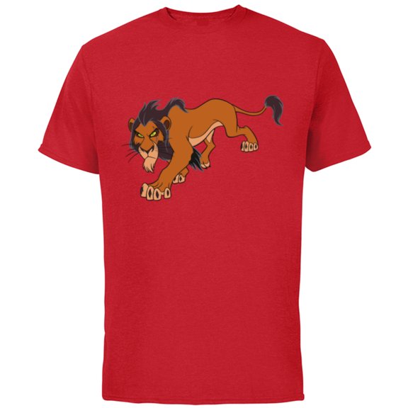 Disney The Lion King Scar Prowling - Short Sleeve Cotton T-Shirt for Adults -Customized-Red