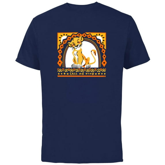Disney The Lion King Simba Call Me King - Short Sleeve Cotton T-Shirt for Adults - Customized-Navy
