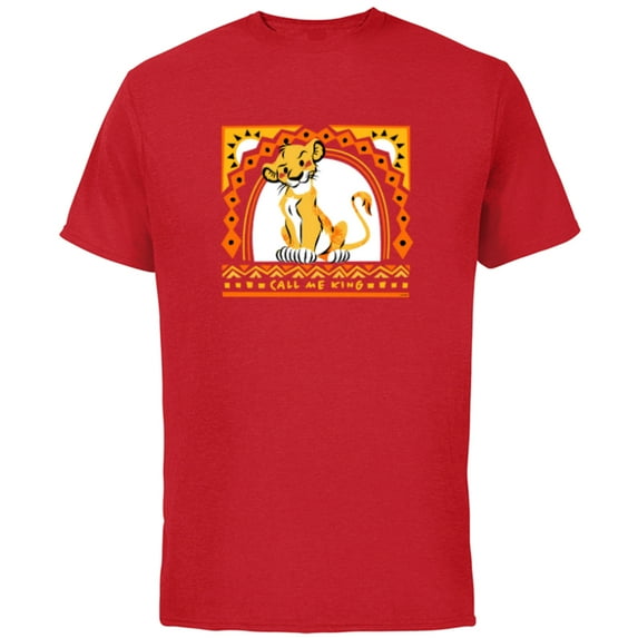 Disney The Lion King Simba Call Me King - Short Sleeve Cotton T-Shirt for Adults - Customized-Red