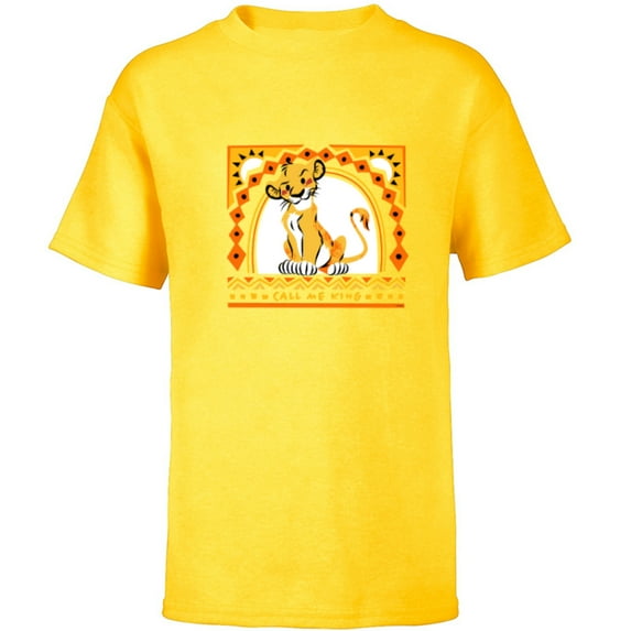 Disney The Lion King Simba Call Me King - Short Sleeve T-Shirt for Kids - Customized-Yellow
