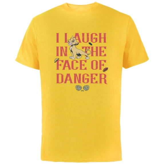 Disney The Lion King Simba I Laugh in the Face of Danger - Short Sleeve Cotton T-Shirt for Adults - Customized-Yellow