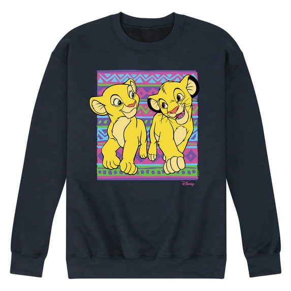 Disney - The Lion King - Simba Nala Pattern - Men's Crew Neck Fleece Pullover
