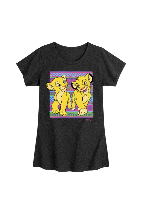 - The Lion King - Simba Nala Pattern - Toddler & Youth Girls Raglan Graphic T-Shirt