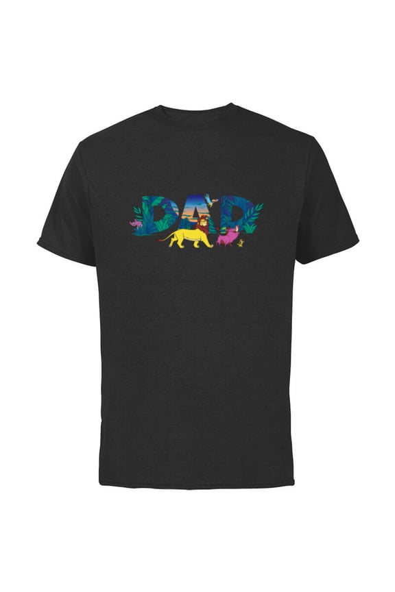 The Lion King Simba & Pals Dad Father’s Day Birthday - Short Sleeve Cotton T-Shirt for Adults - Customized-Black